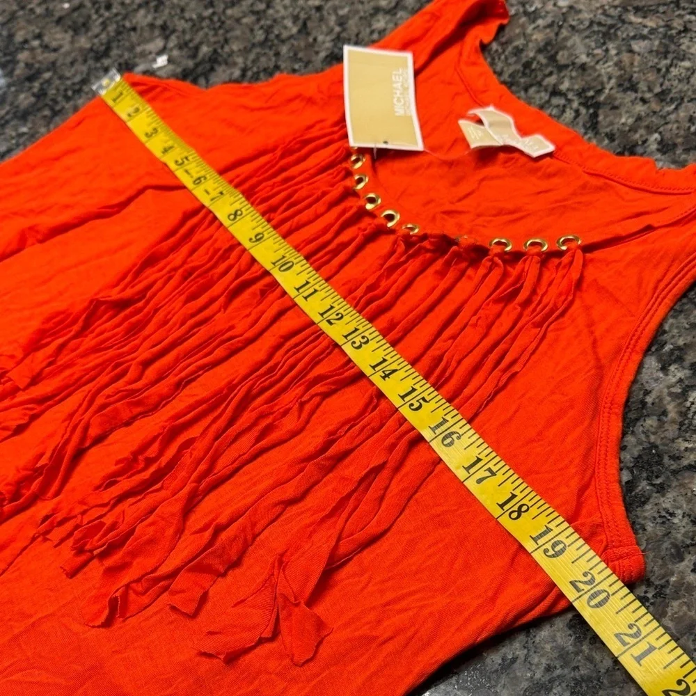 Michael Kors Orange Fringe Tank Top with gold accents NWT XL